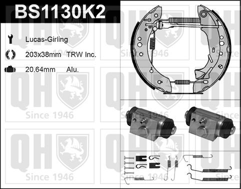 Quinton Hazell BS1130K2 - Комплект гальм, барабанний механізм avtolavka.club