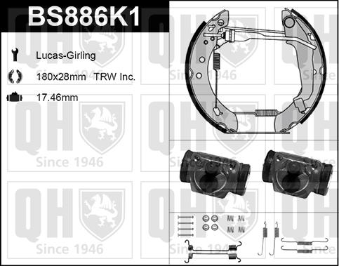 Quinton Hazell BS886K1 - Комплект гальм, барабанний механізм avtolavka.club