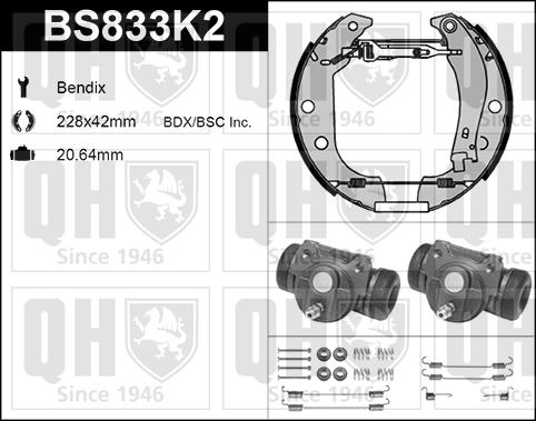 Quinton Hazell BS833K2 - Комплект гальм, барабанний механізм avtolavka.club