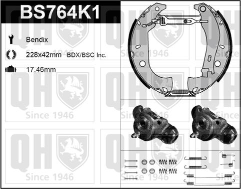 Quinton Hazell BS764K1 - Комплект гальм, барабанний механізм avtolavka.club