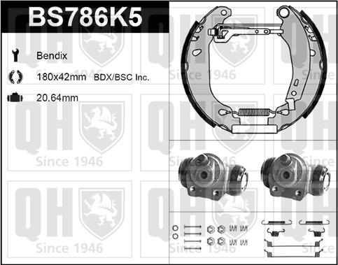 Quinton Hazell BS786K5 - Комплект гальм, барабанний механізм avtolavka.club