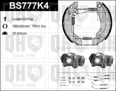 Quinton Hazell BS777K4 - Комплект гальм, барабанний механізм avtolavka.club