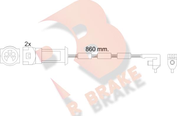 R Brake 610450RB - Сигналізатор, знос гальмівних колодок avtolavka.club