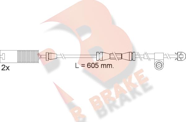 R Brake 610390RB - Сигналізатор, знос гальмівних колодок avtolavka.club