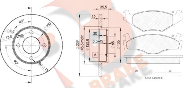 R Brake 3R04603300 - Комплект гальм, дисковий гальмівний механізм avtolavka.club