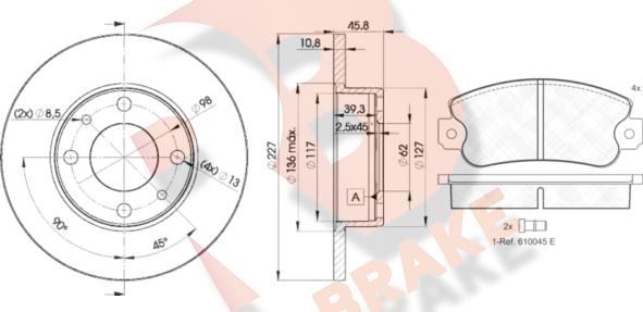 R Brake 3R04185812 - Комплект гальм, дисковий гальмівний механізм avtolavka.club