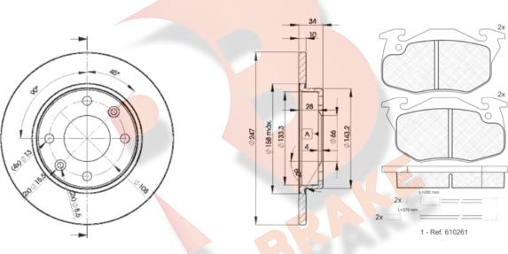 R Brake 3R08644689 - Комплект гальм, дисковий гальмівний механізм avtolavka.club