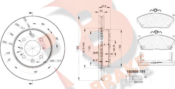 R Brake 3R08600830 - Комплект гальм, дисковий гальмівний механізм avtolavka.club