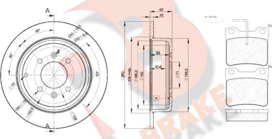 R Brake 3R07874250 - Комплект гальм, дисковий гальмівний механізм avtolavka.club