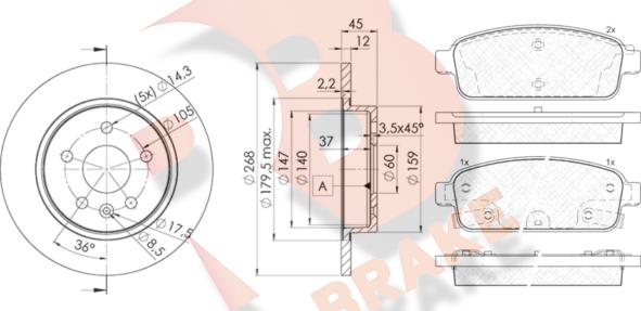 R Brake 3R19431560 - Комплект гальм, дисковий гальмівний механізм avtolavka.club