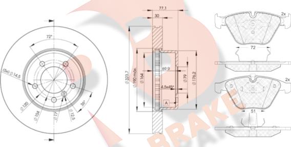 R Brake 3R15773221 - Комплект гальм, дисковий гальмівний механізм avtolavka.club