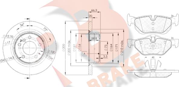 R Brake 3r16633406 - Комплект гальм, дисковий гальмівний механізм avtolavka.club