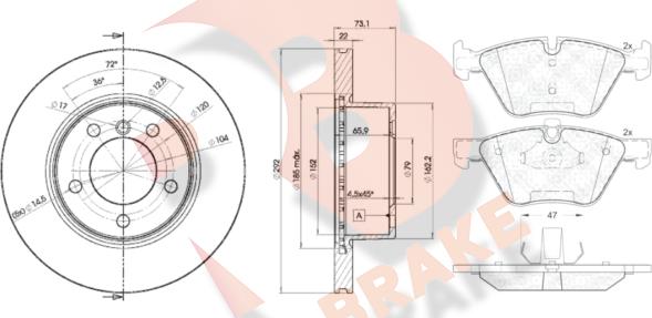 R Brake 3R16836464 - Комплект гальм, дисковий гальмівний механізм avtolavka.club