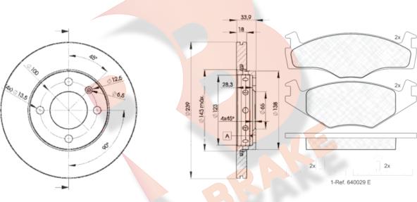 R Brake 3R10485303 - Комплект гальм, дисковий гальмівний механізм avtolavka.club