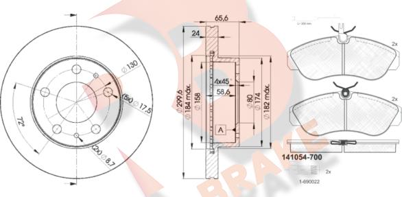 R Brake 3R10544682 - Комплект гальм, дисковий гальмівний механізм avtolavka.club