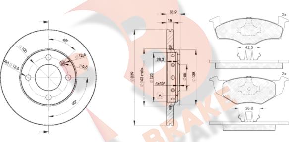 R Brake 3R11785303 - Комплект гальм, дисковий гальмівний механізм avtolavka.club