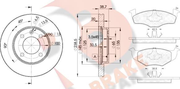 R Brake 3R11783975 - Комплект гальм, дисковий гальмівний механізм avtolavka.club