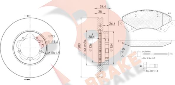 R Brake 3R17925632 - Комплект гальм, дисковий гальмівний механізм avtolavka.club