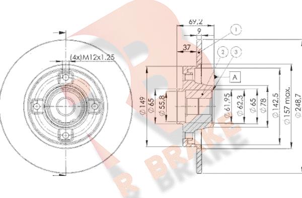 R Brake 78RBD14745 - Гальмівний диск avtolavka.club