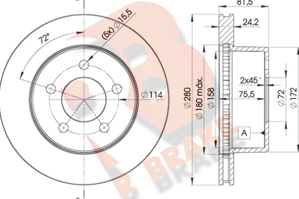 R Brake 78RBD15115 - Гальмівний диск avtolavka.club