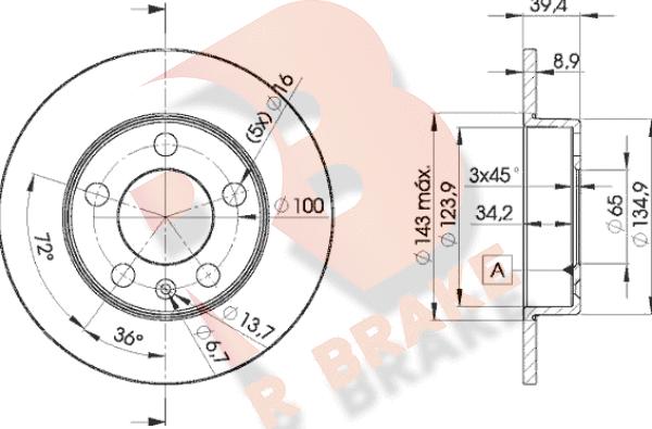 R Brake 78RBD25601 - Гальмівний диск avtolavka.club