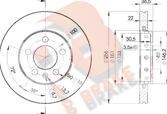 R Brake 78RBD25602 - Гальмівний диск avtolavka.club