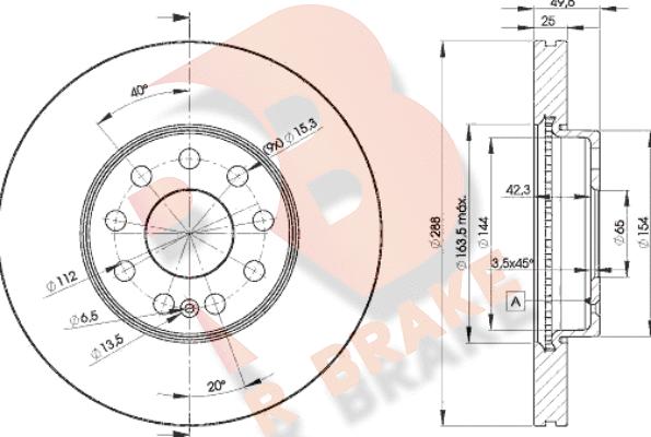 R Brake 78RBD25615 - Гальмівний диск avtolavka.club