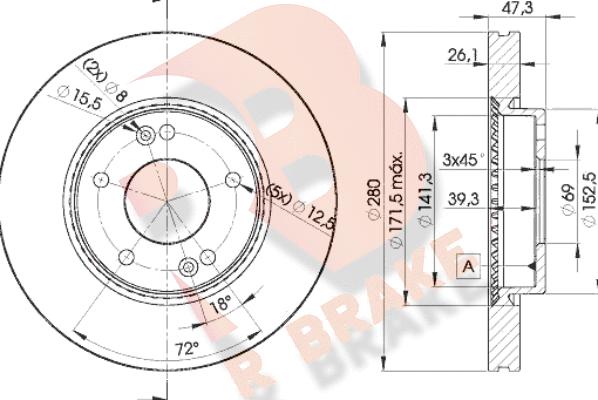 R Brake 78RBD25171 - Гальмівний диск avtolavka.club