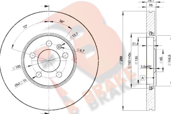 R Brake 78RBD25302 - Гальмівний диск avtolavka.club