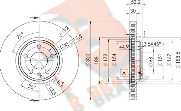 R Brake 78RBD26076 - Гальмівний диск avtolavka.club