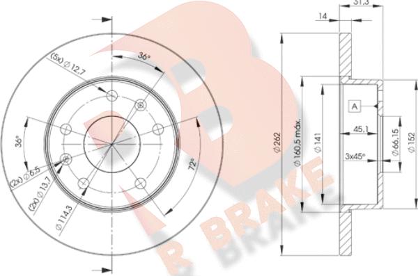 R Brake 78RBD20903 - Гальмівний диск avtolavka.club