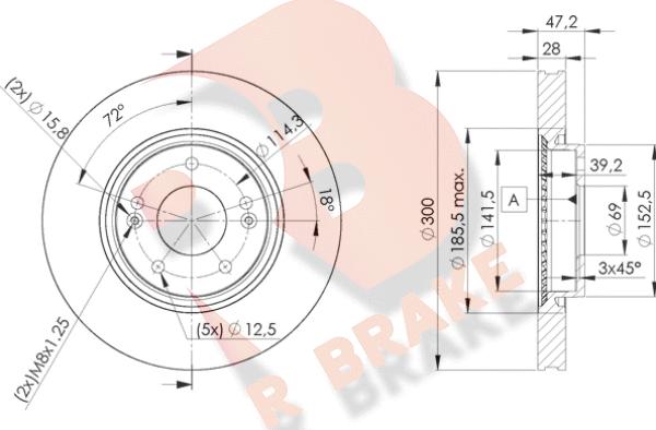 R Brake 78RBD20580 - Гальмівний диск avtolavka.club