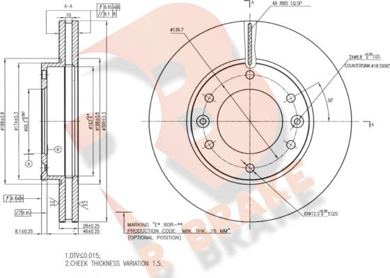 R Brake 78RBD20019 - Гальмівний диск avtolavka.club