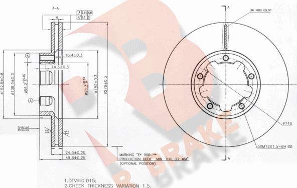 R Brake 78RBD20025 - Гальмівний диск avtolavka.club