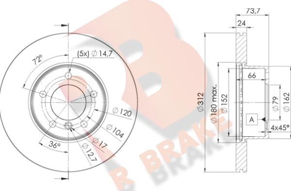 R Brake 78RBD21972 - Гальмівний диск avtolavka.club