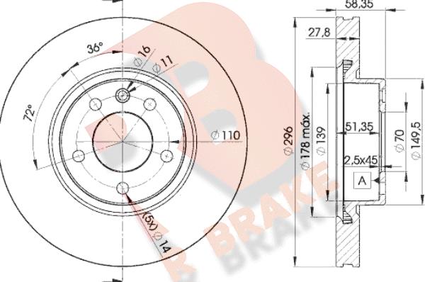 R Brake 78RBD21134 - Гальмівний диск avtolavka.club