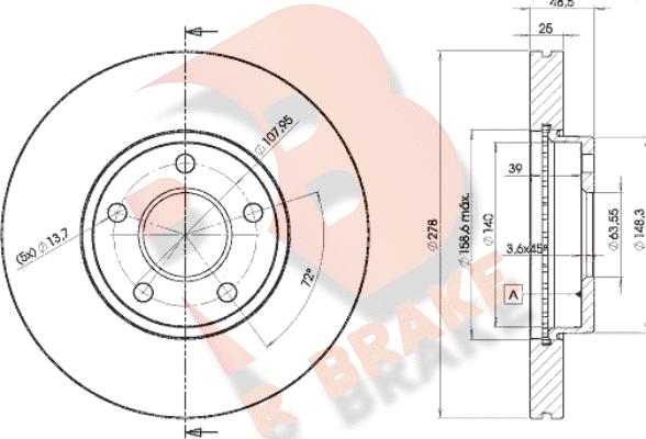 R Brake 78RBD23963 - Гальмівний диск avtolavka.club