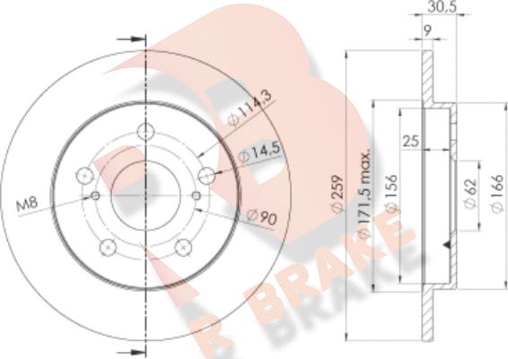 R Brake 78RBD22889 - Гальмівний диск avtolavka.club