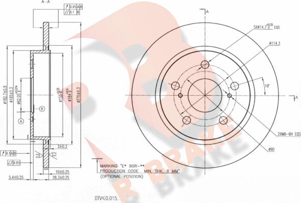 R Brake 78RBD22888 - Гальмівний диск avtolavka.club