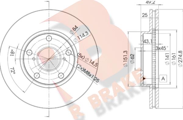 R Brake 78RBD22878 - Гальмівний диск avtolavka.club