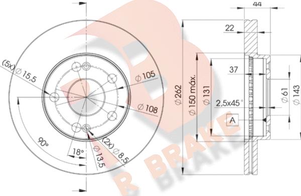 R Brake 78RBD22233 - Гальмівний диск avtolavka.club