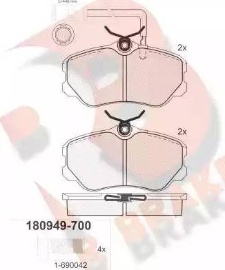 R Brake RB0949-700 - Гальмівні колодки, дискові гальма avtolavka.club