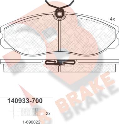 R Brake RB0933-700 - Гальмівні колодки, дискові гальма avtolavka.club