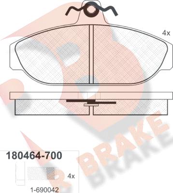 R Brake RB0464-700 - Гальмівні колодки, дискові гальма avtolavka.club