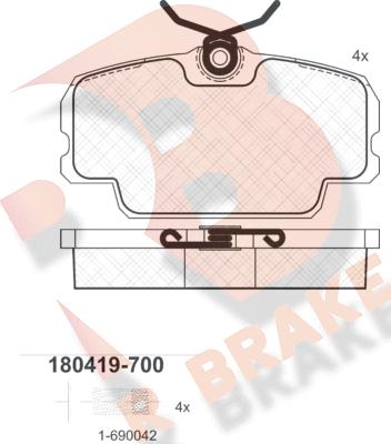 R Brake RB0419-700 - Гальмівні колодки, дискові гальма avtolavka.club