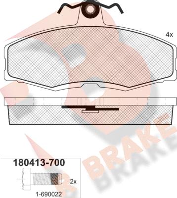 R Brake RB0413-700 - Гальмівні колодки, дискові гальма avtolavka.club