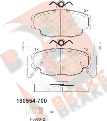 R Brake RB0554-700 - Гальмівні колодки, дискові гальма avtolavka.club