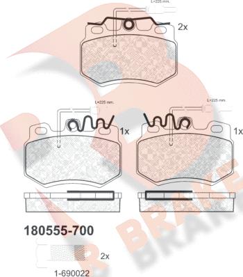 R Brake RB0555-700 - Гальмівні колодки, дискові гальма avtolavka.club