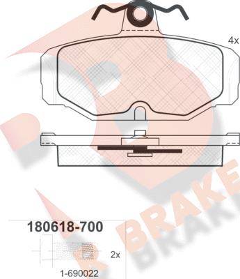 R Brake RB0618-700 - Гальмівні колодки, дискові гальма avtolavka.club