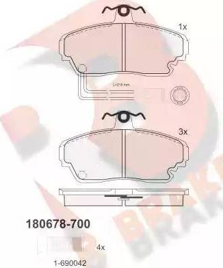 R Brake RB0678-700 - Гальмівні колодки, дискові гальма avtolavka.club